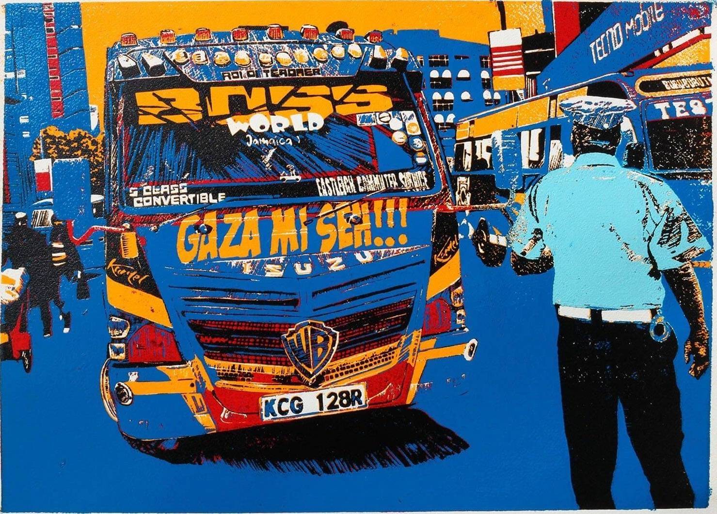Boss Blue matatu art print by Dennis Muraguri