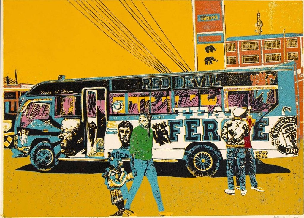 Red Devils Fergie matatu art print by Dennis Muraguri