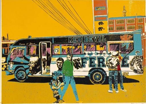Red Devils Fergie matatu art print by Dennis Muraguri