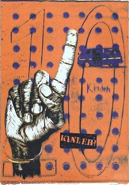 Beba Kindeh! orange matatu art print by Dennis Muraguri