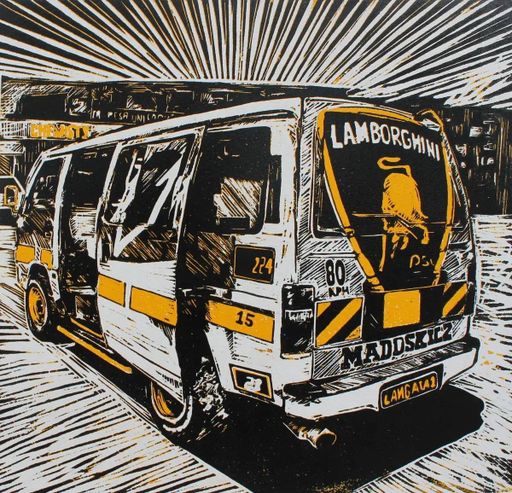 Lamborghini Route 15 matatu art print by Dennis Muraguri