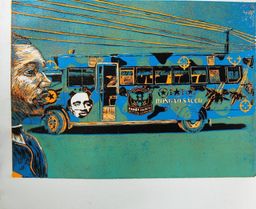 Kifaru II Blue matatu art print by Dennis Muraguri