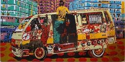 Kudandia white matatu art print by Dennis Muraguri