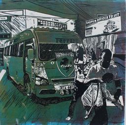 Ferrari - Umoinner Sacco green matatu art print by Dennis Muraguri