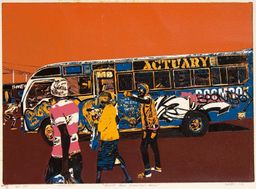 Boom Box Blue matatu art print by Dennis Muraguri