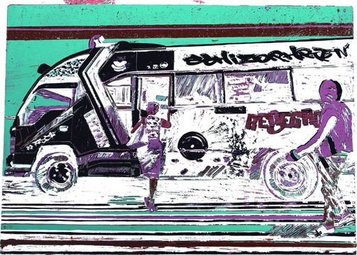 Schizophrenic matatu art print by Dennis Muraguri