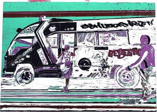 Schizophrenic matatu art print by Dennis Muraguri