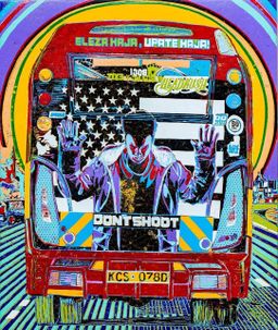 Don't Shoot! Burgundy matatu art print by Dennis Muraguri