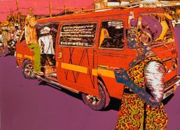 Alpine Route 100 orange matatu art print by Dennis Muraguri