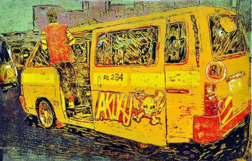 Akuku Danger matatu art print by Dennis Muraguri