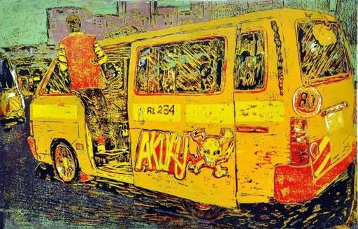 Akuku Danger matatu art print by Dennis Muraguri