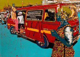 Alpine Route 100 red matatu art print by Dennis Muraguri