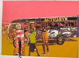 Boom Box Purple matatu art print by Dennis Muraguri