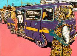 Alpine Route 100 purple matatu art print by Dennis Muraguri