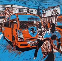 Ferrari - Umoinner Sacco orange matatu art print by Dennis Muraguri