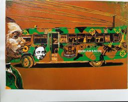 Kifaru II Orange matatu art print by Dennis Muraguri